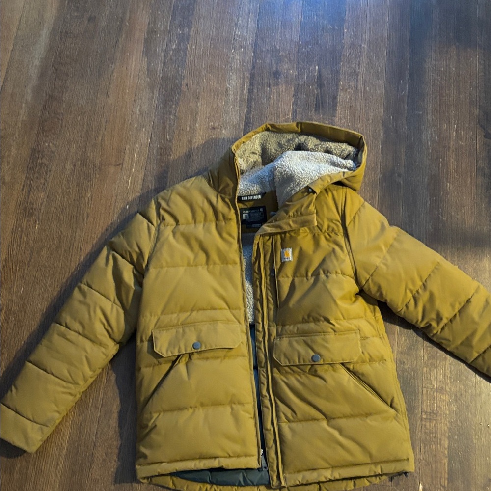Carhartt Tan Hooded Puffer Jacket
